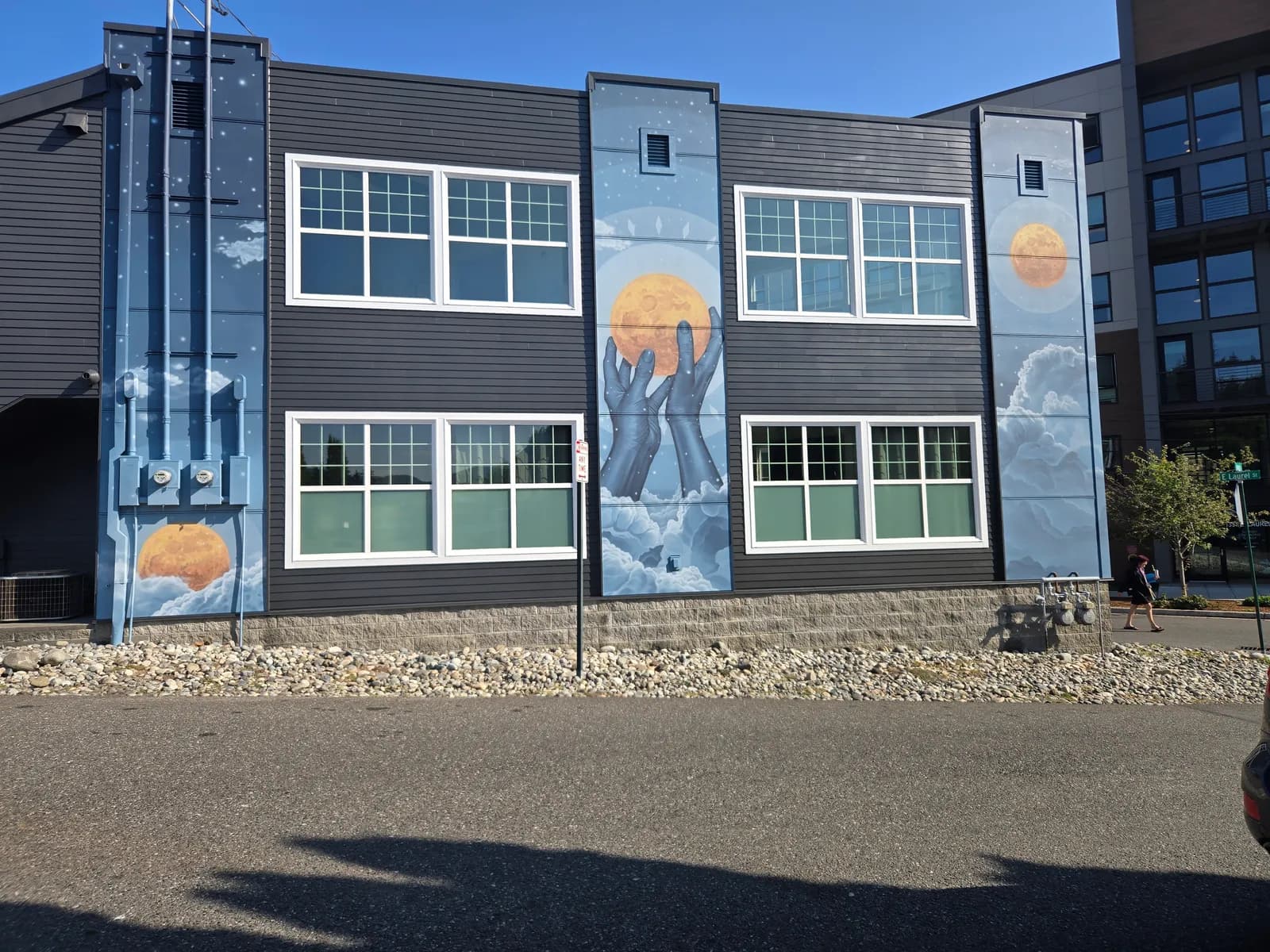 The muraled exterior of the Clarity Tax and CPAs office at 1326 E Laurel Street, Bellingham, WA
